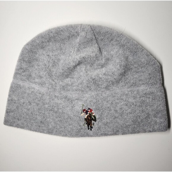 U.S. POLO ASSOCIATION Fleece BEANIE Knit Hat Cap Gray Adult Men’s - Picture 1 of 4